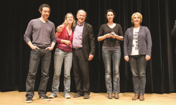 Les nominés du Prix des lycéens 2015 : T. Gunzig, G. Damas, G. Goffette, B. Abel (lauréate) et V. Gallo.