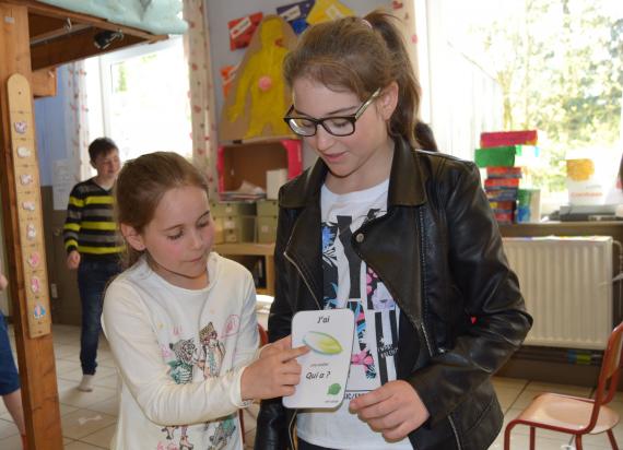 Fin avril, en groupes verticaux, les enfants ont créé des jeux de société sur l’alimentation.