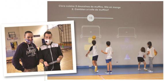 Le système Lü est un outil de plus au cours d’éducation physique, mais MM. Molina et Garcia peuvent encoder dans un défi lancé aux « joueurs » une question de français ou de math proposée par un collègue…