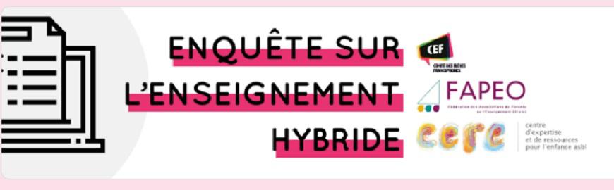 Visuel de l'enquête de la FAPEO sur l'hybridation de l'enseignement dans le cas de la crise du Covid