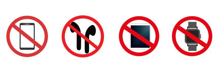 Pictos illustrant l'interdiction du smartphone et des appareils connectés dans les écoles fondamentales et secondaires à la rentrée 2025